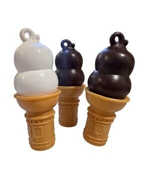 Vintage Dairy Queen Ice Cream Cone Toys - Set Of 3 Pretend Play Collectibles (Br